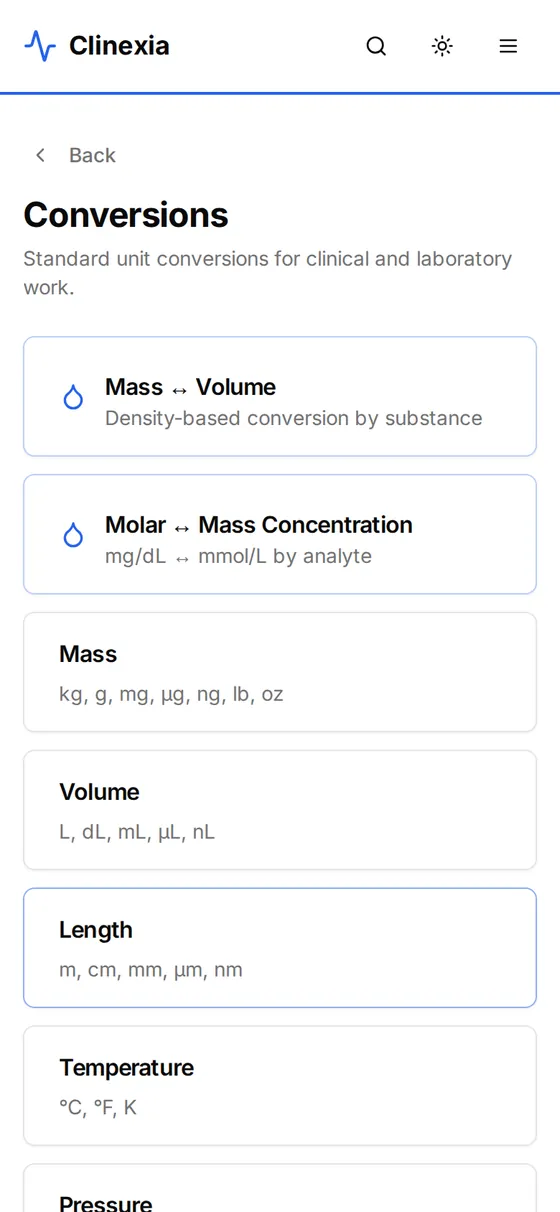 Conversions: Unit conversions by category